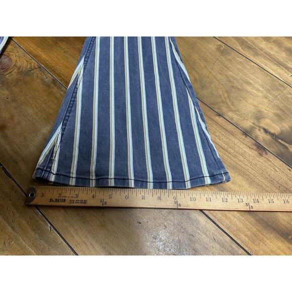 Rock And Roll Denim Girls Bargain Button Bell Bottom Striped Flares Size 16 - Picture 8 of 9